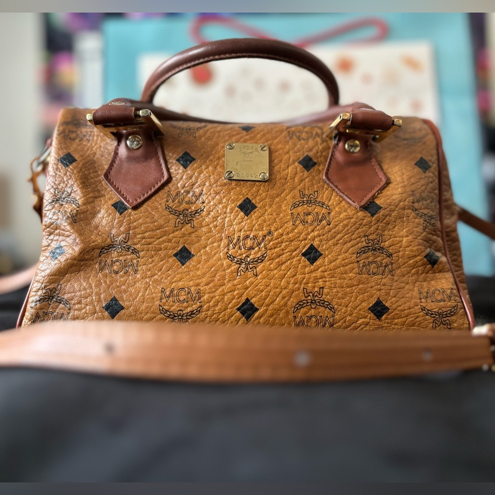 MCM Visetos Boston Bag